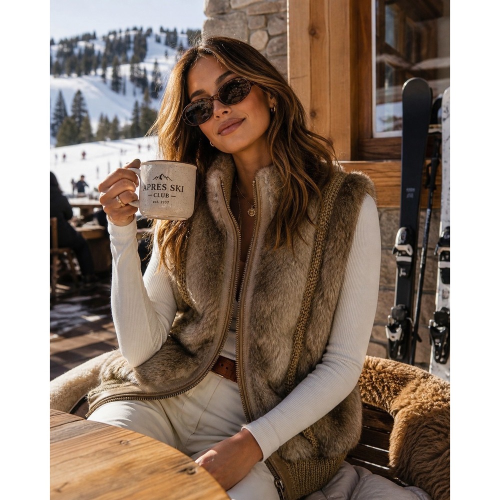 Dana Stein Rabbit Fur Vest Size Large Pre-owned Excellent Apres-ski Boho-chic